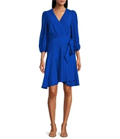 Alex Marie Enola Surplice V-Neck 3/4 Sleeve Wrap Dress