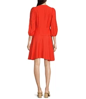 Alex Marie Enola Surplice V-Neck 3/4 Sleeve Wrap Dress