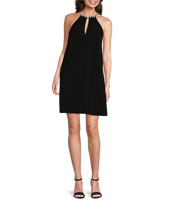 Alex Marie Felice Sleeveless Keyhole Neck Crepe Dress