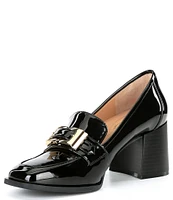 Alex Marie Felix Patent Buckle Detail Heeled Loafers