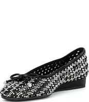 Alex Marie Fiore Rhinestone Woven Mini Wedge Flats