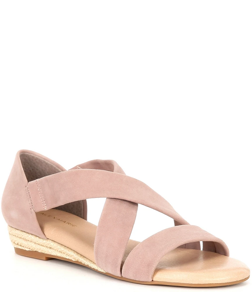 Alex Marie Greer Suede Cross Band Wedge Sandals