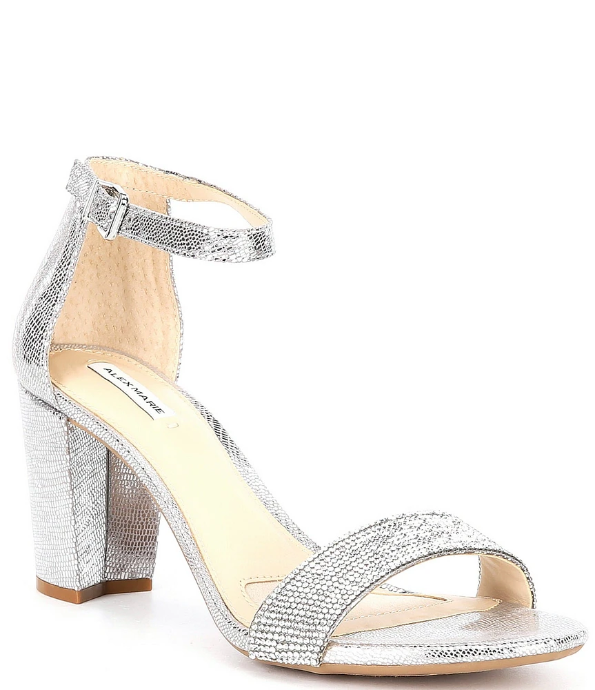 Alex Marie HalmarTwo Rhinestone Strap Block Heel Sandals