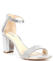 Alex Marie HalmarTwo Rhinestone Strap Block Heel Sandals