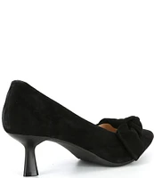 Alex Marie Iris Suede Bow Pointed Toe Kitten Heel Pumps