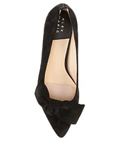 Alex Marie Iris Suede Bow Pointed Toe Kitten Heel Pumps