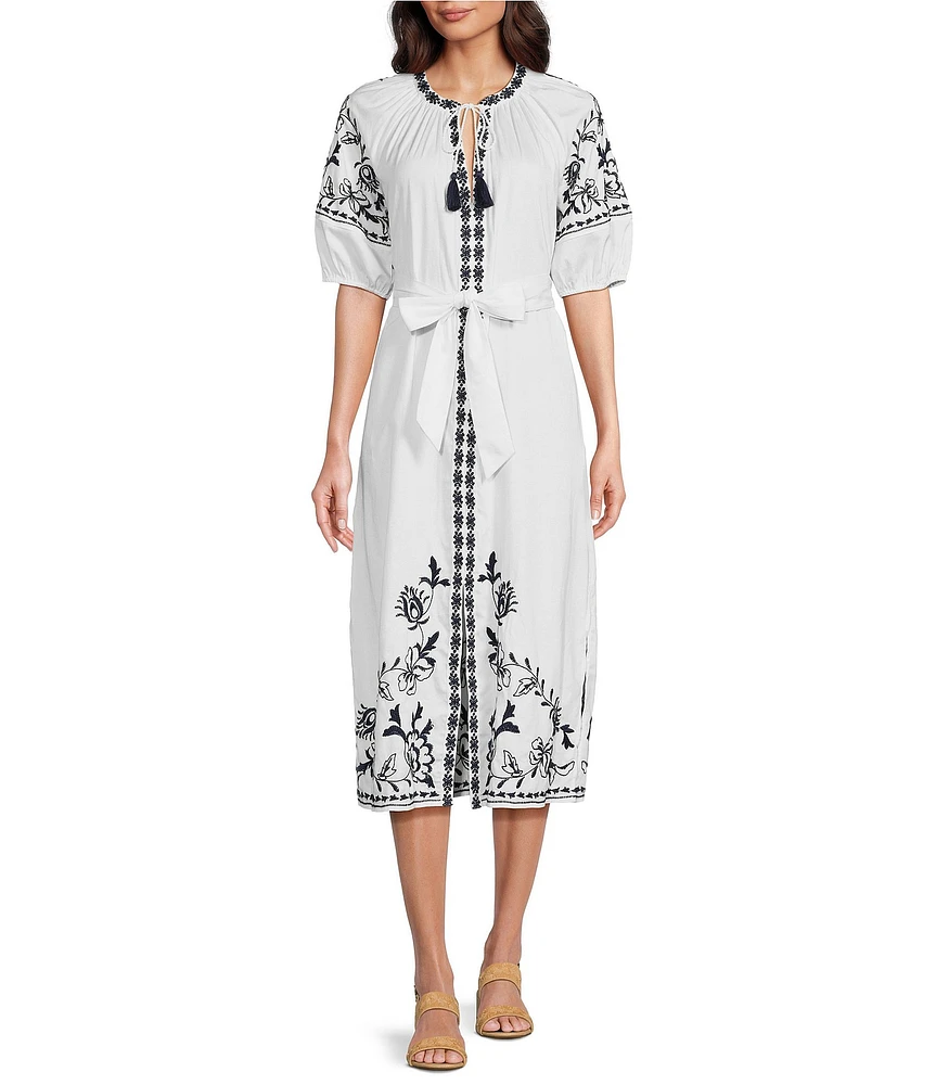 Alex Marie Isla Cotton Embroidered Midi Dress