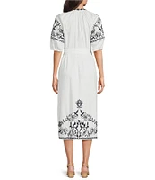 Alex Marie Isla Cotton Embroidered Midi Dress