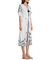 Alex Marie Isla Cotton Embroidered Midi Dress