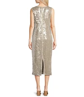 Alex Marie Jade Sequin Boat Neck Sleeveless Dress