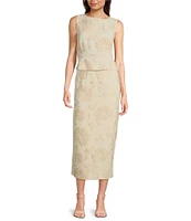 Alex Marie Kennedy Cotton Jacquard Midi Pencil Skirt