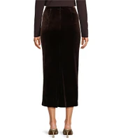 Alex Marie Kennedy Stretch Velvet High Rise Sheath Pencil Midi Coordinating Skirt