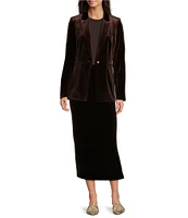 Alex Marie Kennedy Stretch Velvet High Rise Sheath Pencil Midi Coordinating Skirt