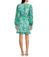 Alex Marie Laurel Long Sleeve Surplice V-Neck A-Line Dress