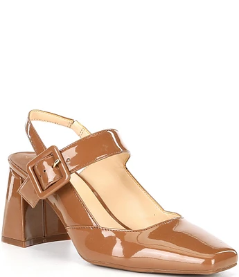 Alex Marie Leighten Patent Square Toe Slingback Pumps