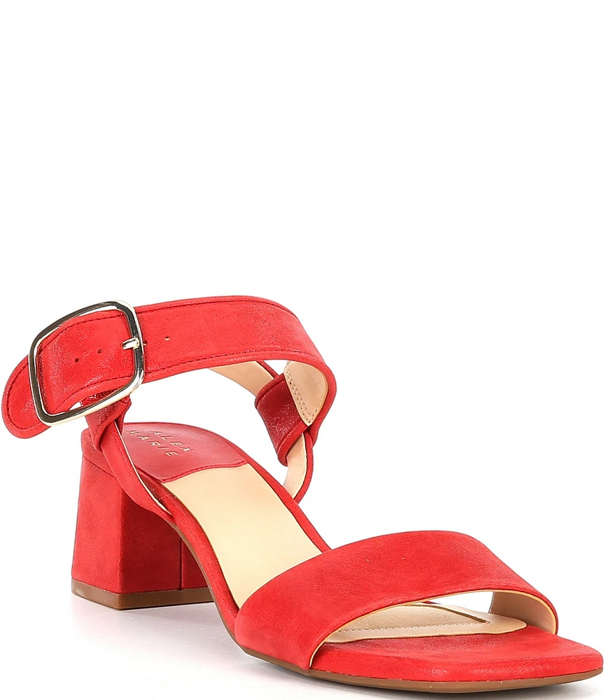 Alex Marie Leyna Textured Leather Double Banded Block Heel Sandals