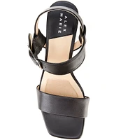 Alex Marie Leyna Leather Double Banded Block Heel Sandals