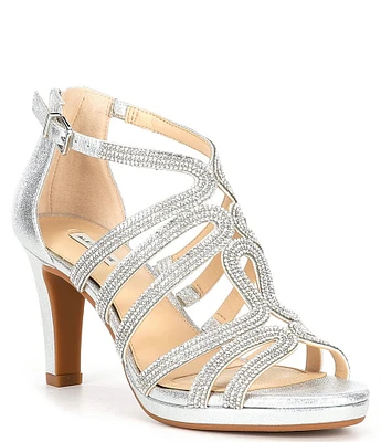 Alex Marie Lillie Leather Rhinestone Strappy Platform Dress Sandals