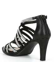 Alex Marie Lillie Leather Rhinestone Strappy Platform Dress Sandals