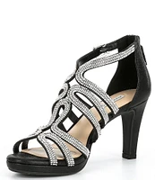 Alex Marie Lillie Leather Rhinestone Strappy Platform Dress Sandals