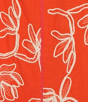 Alex Marie Lily Embroidered Linen Blend Sleeveless Square Neck Dress
