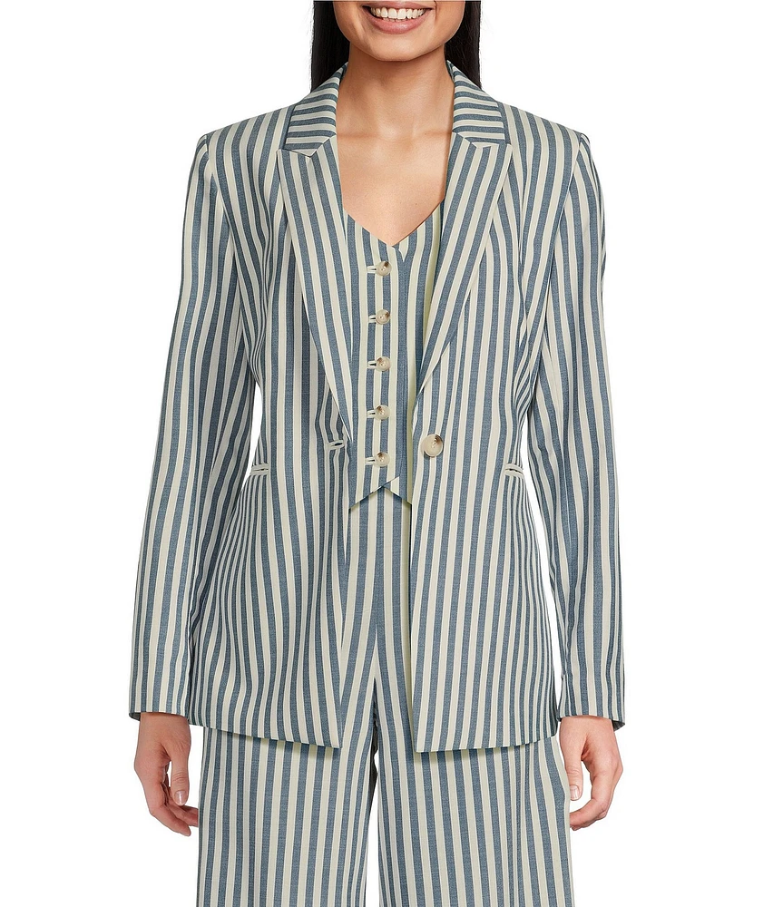 Alex Marie Liza Peak Lapel Stripe Blazer