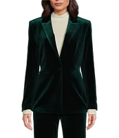 Alex Marie Liza Stretch Velvet Notch Lapel Long Sleeve Button Front Coordinating Blazer