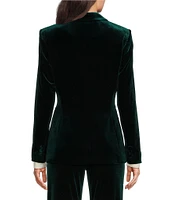 Alex Marie Liza Stretch Velvet Notch Lapel Long Sleeve Button Front Coordinating Blazer