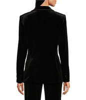 Alex Marie Liza Stretch Velvet Notch Lapel Long Sleeve Button Front Coordinating Blazer