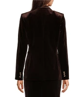 Alex Marie Liza Stretch Velvet Notch Lapel Long Sleeve Button Front Coordinating Blazer