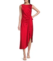 Alex Marie Monica Drapey Satin Sleeveless Midi Dress