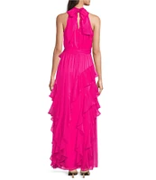 Alex Marie Nina Chiffon Halter Sleeveless Tiered A-Line Dress