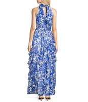 Alex Marie Nina Floral Halter A-Line Sleeveless Maxi Dress