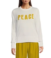 Alex Marie Peace Wool Knit Crew Neck Long Sleeve Sweater