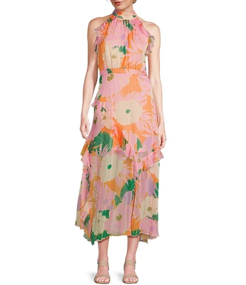 Alex Marie Petite Size Fiona Halter Floral Gown