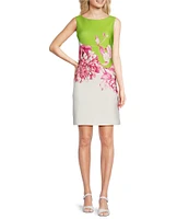 Alex Marie Petite Size Ginny Boat Neck A Line Floral Mini Scuba Crepe Shift Dress
