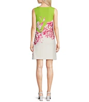Alex Marie Petite Size Ginny Boat Neck A Line Floral Mini Scuba Crepe Shift Dress