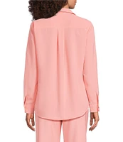 Alex Marie Piper Lightweight Soft Crepe de Chine Point Collar Long Sleeve Button Front Top