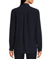 Alex Marie Piper Lightweight Soft Crepe de Chine Point Collar Long Sleeve Button Front Top