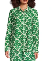Alex Marie Piper Twill Print Point Collar Long Sleeve Button Front Coordinating Top
