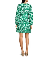 Alex Marie Renata V-Neck Long Sleeve Tie Waist Above Cotton Knee Dress