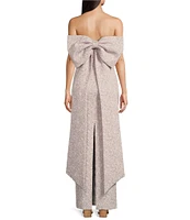 Alex Marie Rhonda Metallic Jacquard Sleeveless Bow Gown