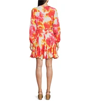 Alex Marie Riley Floral Long Sleeve A Line Dress
