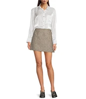 Alex Marie Samanta Metallic Tinsel Tweed High Rise Pencil Mini Skirt