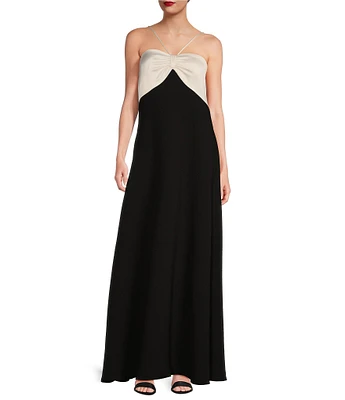 Alex Marie Sara Satin Halter Neck Sleeveless Gown