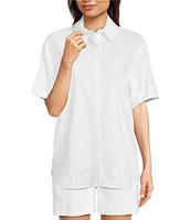 Alex Marie Sarah Linen Blend Short Sleeve Button Down Blouse