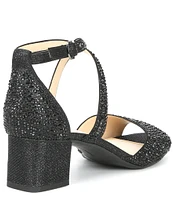 Alex Marie Seyland Rhinestone Cross Strap Block Heel Sandals