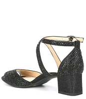 Alex Marie Seyland Rhinestone Cross Strap Block Heel Sandals