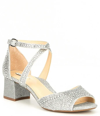 Alex Marie Seyland Rhinestone Cross Strap Block Heel Sandals