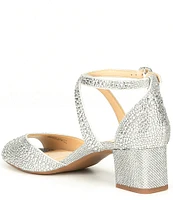 Alex Marie Seyland Rhinestone Cross Strap Block Heel Sandals